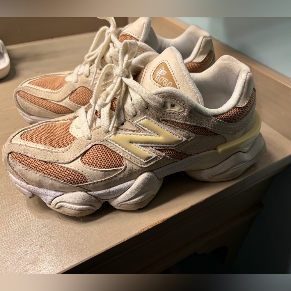 New Balance Tan and Cream Athletic Shoes